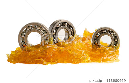 Ball bearing stainless with grease lithium machinery lubrication for automotive and industrial  isolated on white background 118680469