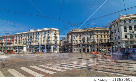 Cordusio Square and Dante street with surrounding palaces, houses and buildings timelapse hyperlapse Cordusio Square and Dante street with surrounding palaces, houses and buildings timelapse hyperlapse 118680605