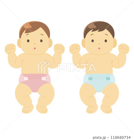 おむつをはいた赤ちゃんのイラスト 118680734