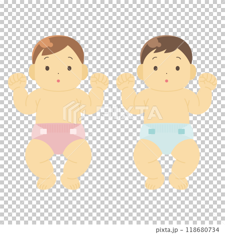 おむつをはいた赤ちゃんのイラスト 118680734