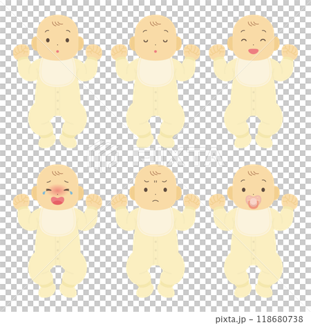 一個有各種表情的嬰兒的插圖 118680738