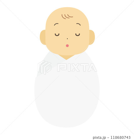 おくるみに包まれた赤ちゃんのイラスト 118680743