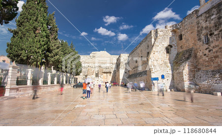The Church of the Nativity of Jesus Christ timelapse hyperlapse. Palestin. The city of Bethlehem. The Church of the Nativity of Jesus Christ timelapse hyperlapse. Palestin. The city of Bethlehem. 118680844
