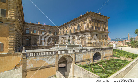 View of Boboli Garden with the back facade of Palazzo Pitti timelapse hyperlapse View of Boboli Garden with the back facade of Palazzo Pitti timelapse hyperlapse 118680885