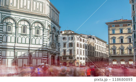 Tourists near Florence Baptistery San Giovanni timelapse on Piazza San Giovanni. Tourists near Florence Baptistery San Giovanni timelapse on Piazza San Giovanni. 118680893