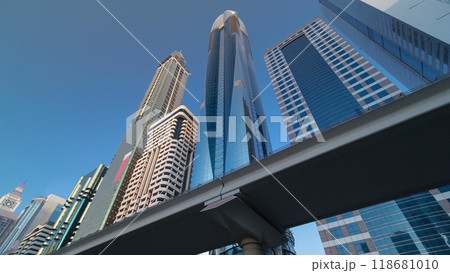Skyscrapers at the Sheikh Zayed Road in Dubai timelapse hyperlapse 118681010