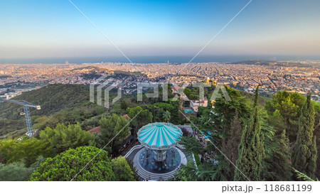 Panorama of Barcelona timelapse from Mount Tibidabo. Catalonia, Spain. Panorama of Barcelona timelapse from Mount Tibidabo. Catalonia, Spain. 118681199