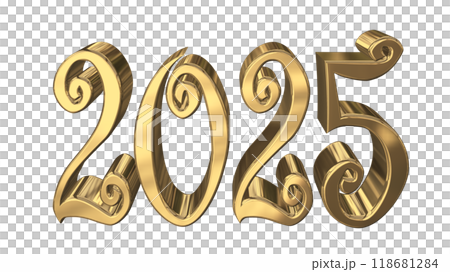 3DCG文字［2025］ゴールド,金 118681284