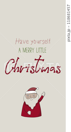 Merry christmas and happy new year greeting card, invitation, poster. Santa claus hand drawn character 118681457