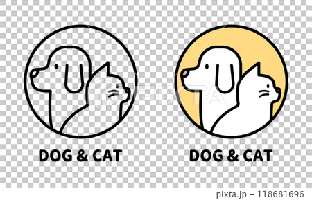 犬と猫の横顔 ロゴ セットのイラスト素材 [118681696] - PIXTA