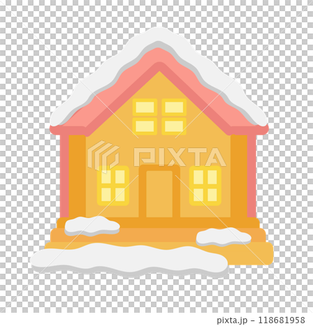 Snow-covered Christmas house illustration 118681958