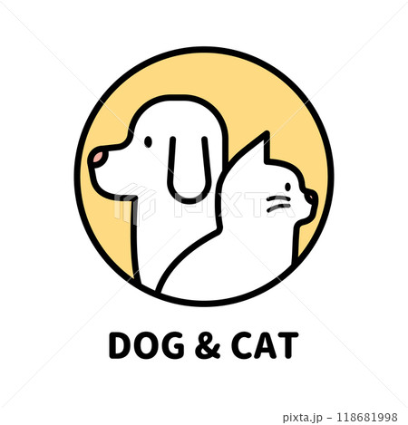 犬と猫 横顔 ロゴ カラー 犬と猫 横顔 ロゴ カラー 118681998