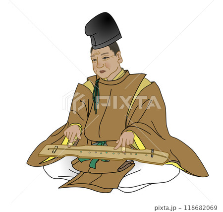 一弦琴を弾く在原行平 118682069