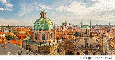 Square of Knights of the Cross with St. Salvator Church and Church of St Francis, Prague, Czech republic 118683958