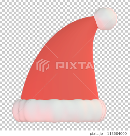 3D illustration of a red Santa Claus hat seen from the front 118684000