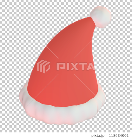 3D illustration of a red Santa Claus hat seen from above 118684001