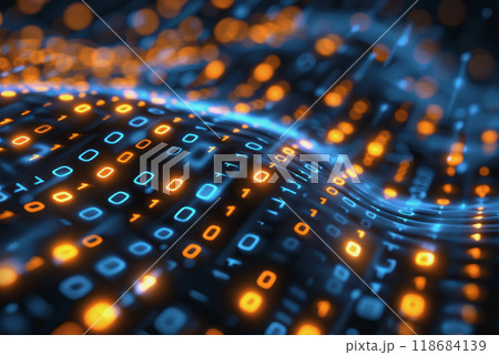 digital data stream background with binary code the flow information of cyber security technology. 118684139