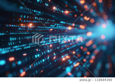digital data stream background with binary code the flow information of cyber security technology. 118684160