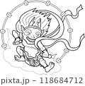 デフォルメされた雷神図（ぬり絵風線画） 118684712