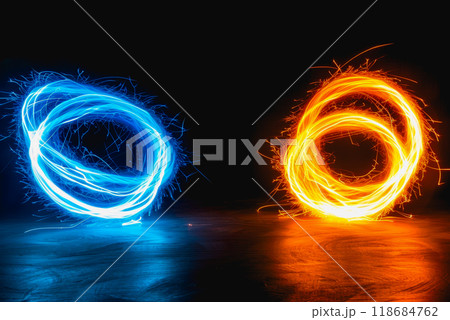 neon light swirls dancing in colorful or pastel with vivid streaks, isolated on a black background. neon light swirls dancing in colorful or pastel with vivid streaks, isolated on a black background. 118684762