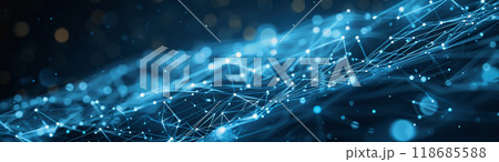 network lines and dots of global connectivity and data transmission. 118685588