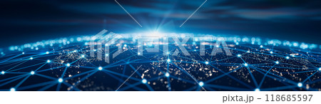 network lines and dots of global connectivity and data transmission. network lines and dots of global connectivity and data transmission. 118685597