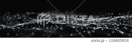 network lines and dots of global connectivity and data transmission. 118685658