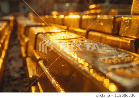 business market setting, symbolizing financial gold stock and global market dynamics 118686330