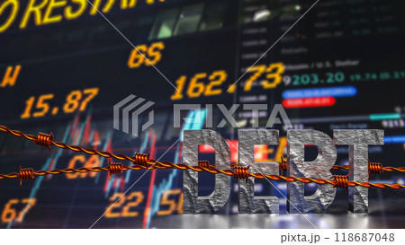 The Debt and barbed wire for Business concept 3d rendering. 118687048