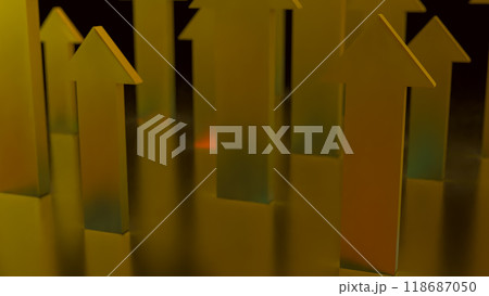 The Gold arrow up on black background  for Business concept 3d rendering. 118687050