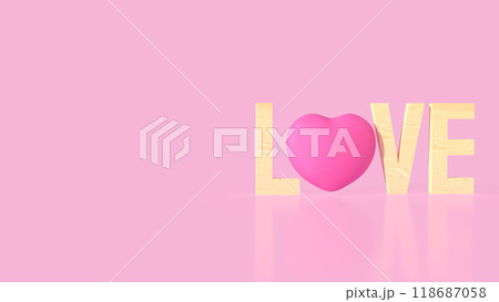 The pink Heart and text for love concept 3d rendering. The pink Heart and text for love concept 3d rendering. 118687058