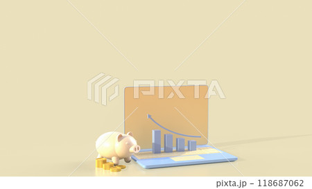 The piggy bank and notebook for Business concept 3d rendering. The piggy bank and notebook for Business concept 3d rendering. 118687062