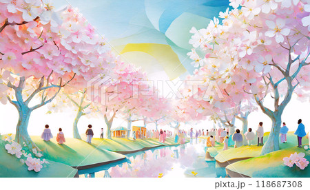 桜のお花見,Generative AI,AI画像 118687308