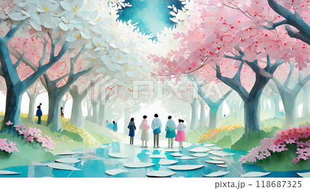桜のお花見,Generative AI,AI画像 118687325