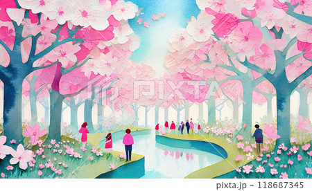桜のお花見,Generative AI,AI画像 118687345