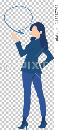 Illustration of a businesswoman making a comment 118687763