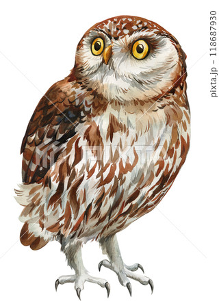 Owl illustration, detailed watercolor bird hand-painted isolated on white for wildlife art, home decor, Design Projects Owl illustration, detailed watercolor bird hand-painted isolated on white for wildlife art, home decor, Design Projects 118687930