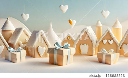 ハートとチョコレートの町,Generative AI,AI画像 118688228