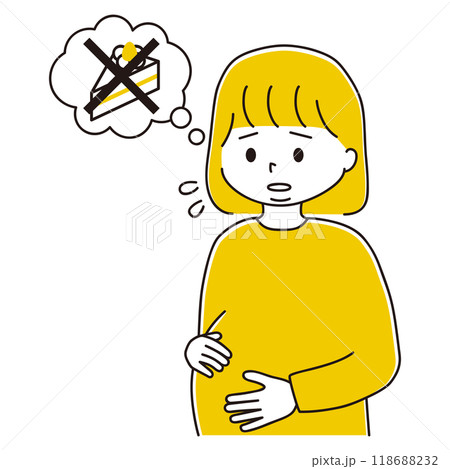 食事制限に悩む妊婦さんのイラスト 食事制限に悩む妊婦さんのイラスト 118688232