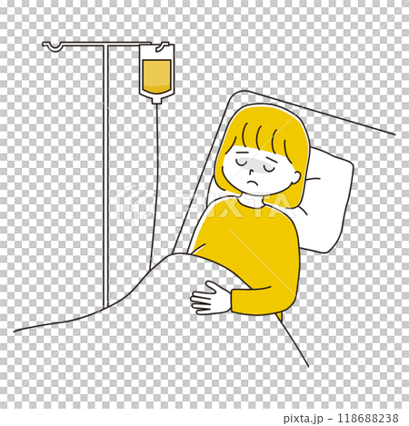 孕婦在床上接受靜脈注射的插圖 118688238