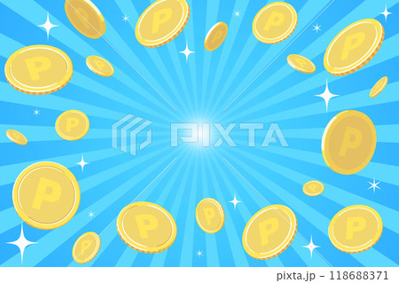 ポイントコインがはじけ飛ぶイラスト ポイントコインがはじけ飛ぶイラスト 118688371