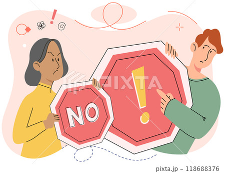 Refuse vector illustration. Disagreements can arise due to differences in communication styles and behavioral patterns The denial someones feelings can create barrier to effective communication 118688376