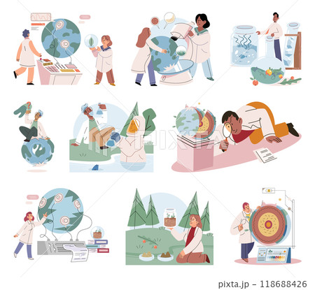 Scientific experiment. Vector illustration. The profession scientist involves designing and conducting tests to gather data Technology is integral part scientific research, enabling advancements 118688426