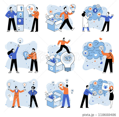 Thinking process vector illustration. Imagination is compass in journey successful development and creative problem-solving Effective research is fuel for creative thinking process, driving innovative 118688486