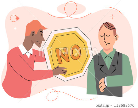 Refuse vector illustration. Prevention misunderstandings can be achieved through open and honest communication Refusing to accept rejection can be catalyst for personal resilience and growth 118688570