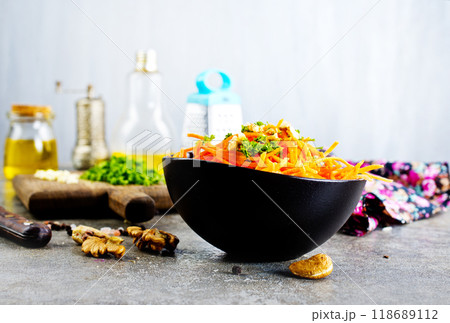 Korean carrot spicy salad in the bowl 118689112