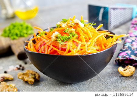 Korean carrot spicy salad in the bowl Korean carrot spicy salad in the bowl 118689114