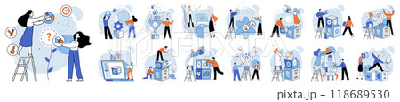 Teamwork vector illustration. Continuous improvement is essential for staying ahead in competitive business landscape Partnerships and cooperation enable businesses to tackle complex problems 118689530