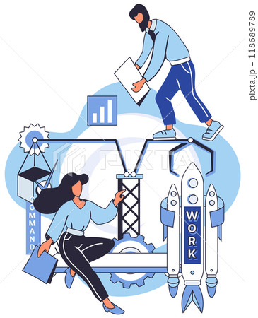 Team solving problems. People try find solutions and solve problem in manufacturing and tech industry by brainstorming Effective business solution strategy and complex task cooperation as successful 118689789