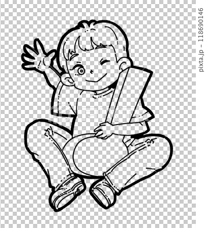 Illustration of a boy with musical notes 118690146